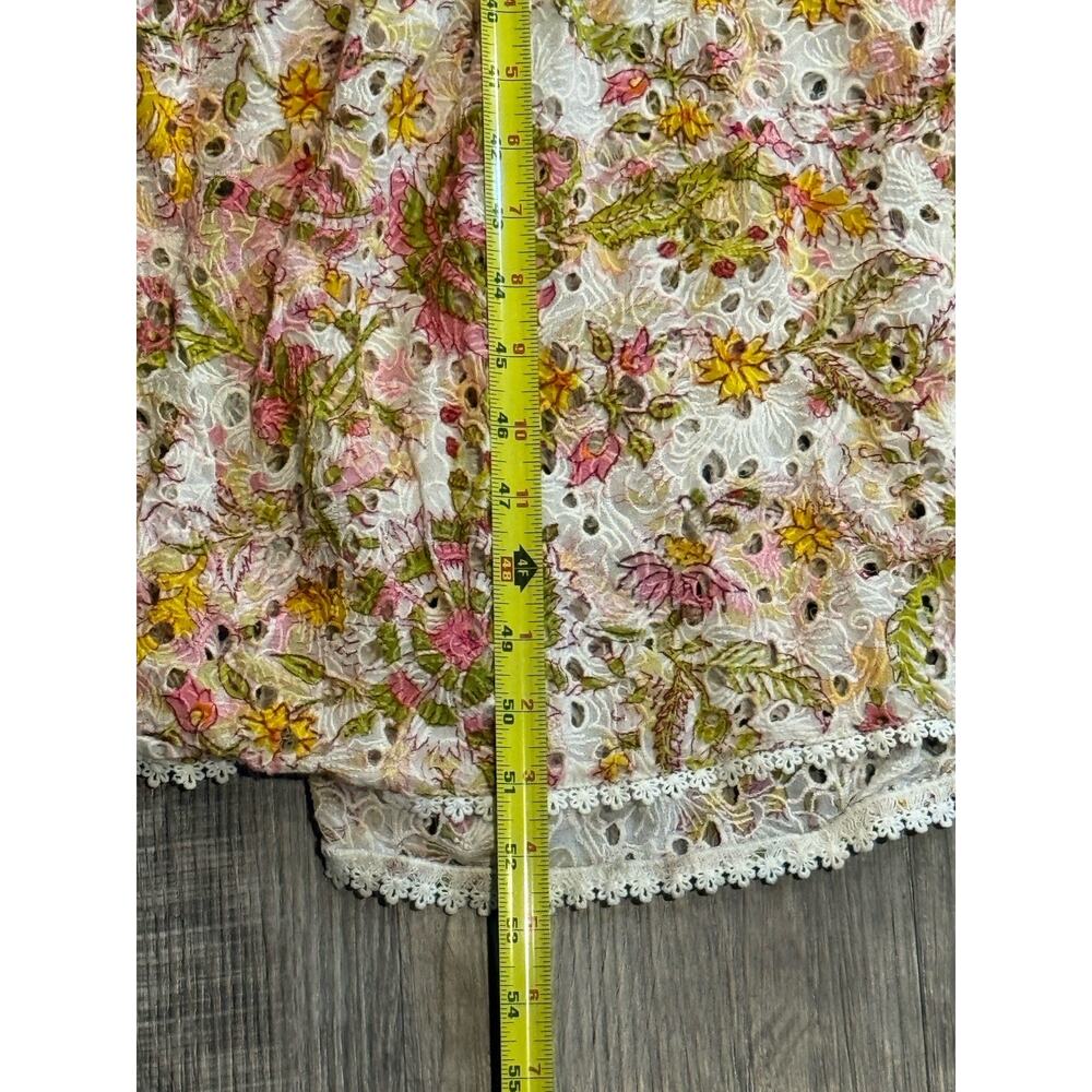 Hemant and Nandita Extra Large Sleeveless Floral Midi Dress Boho Lace Eyelet - Picture 5 of 10
